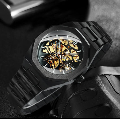 Black Gold skeleton watch