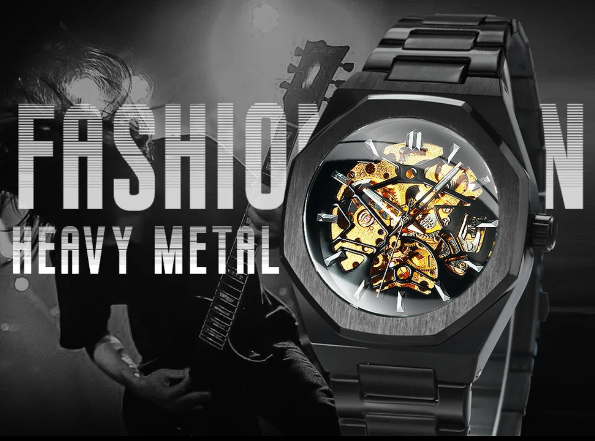 Black Gold skeleton watch