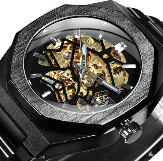 Black Gold skeleton watch