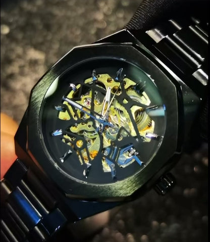 Black Gold skeleton watch